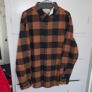 Goodfellow & Co Men's Tan and Black Checkered Shirt